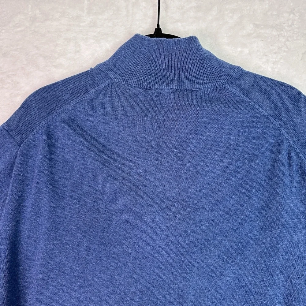 Jos A Bank Mens 1/4 Zip Size XL Blue Pima Cotton Sweater EUC